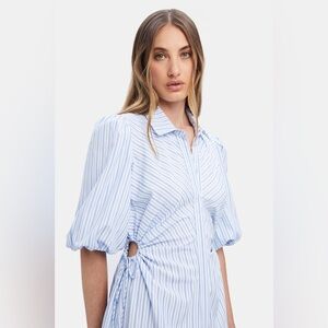 NWT Bardot Puff Sleeve Midi Dress Size 2 Blue